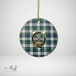 Scottish Gordon Dress Ancient Clan Tartan Crest Round Ceramic Ornament