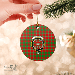 Scottish Lennox Clan Tartan Crest Round Ceramic Ornament