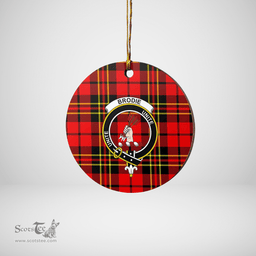 Scottish Brodie Modern Clan Tartan Crest Round Ceramic Ornament
