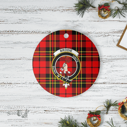 Scottish Brodie Modern Clan Tartan Crest Round Ceramic Ornament