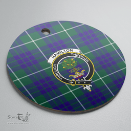 Scottish Hamilton Hunting Modern Clan Tartan Crest Round Ceramic Ornament