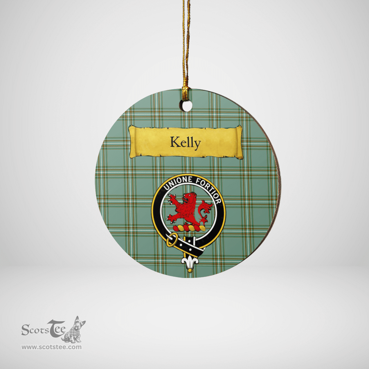 Scottish Kelly Dress Clan Tartan Crest Round Ceramic Ornament