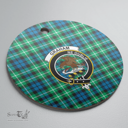 Scottish Graham of Montrose Ancient Clan Tartan Crest Round Ceramic Ornament