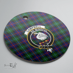 Scottish Campbell of Cawdor Modern Clan Tartan Crest Round Ceramic Ornament