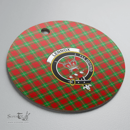 Scottish Lennox Clan Tartan Crest Round Ceramic Ornament