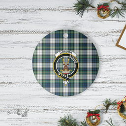 Scottish Gordon Dress Ancient Clan Tartan Crest Round Ceramic Ornament
