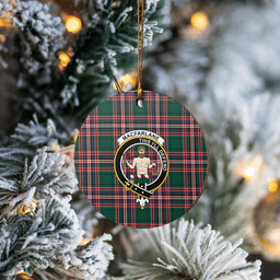 Scottish MacFarlane Hunting Modern Clan Tartan Crest Round Ceramic Ornament