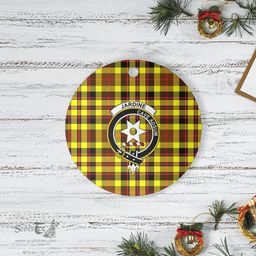 Scottish Jardine Clan Tartan Crest Round Ceramic Ornament