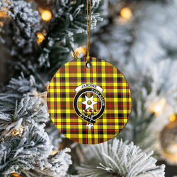 Scottish Jardine Clan Tartan Crest Round Ceramic Ornament