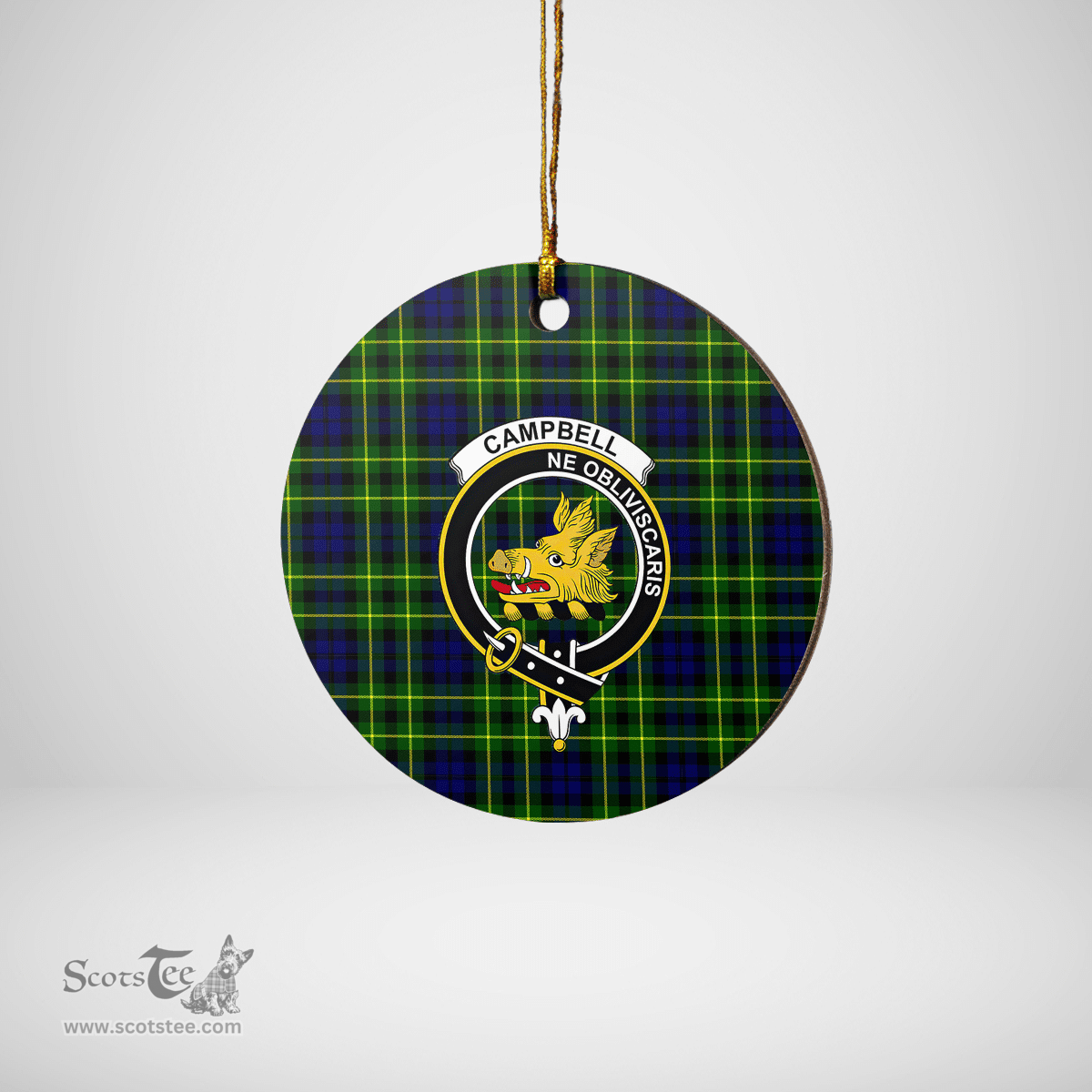 Scottish Campbell of Breadalbane Modern Clan Tartan Crest Round Ceramic Ornament