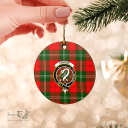 Scottish Lennox Modern Clan Tartan Crest Round Ceramic Ornament