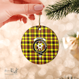 Scottish Jardine Clan Tartan Crest Round Ceramic Ornament
