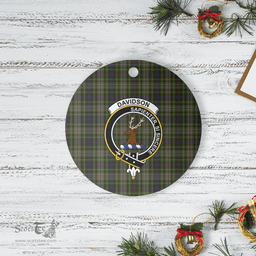 Scottish Davidson Tulloch Dress Clan Tartan Crest Round Ceramic Ornament