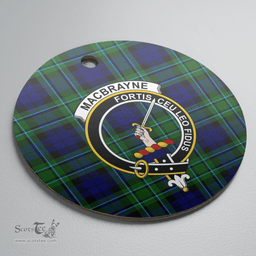 Scottish MacCallum Modern Clan Tartan Crest Round Ceramic Ornament
