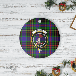 Scottish Brodie Hunting Modern Clan Tartan Crest Round Ceramic Ornament