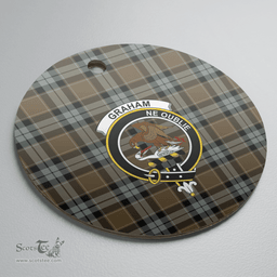 Scottish Graham of Menteith Weathered Clan Tartan Crest Round Ceramic Ornament