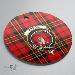 Scottish Brodie Modern Clan Tartan Crest Round Ceramic Ornament
