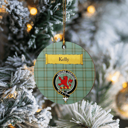 Scottish Kelly Dress Clan Tartan Crest Round Ceramic Ornament