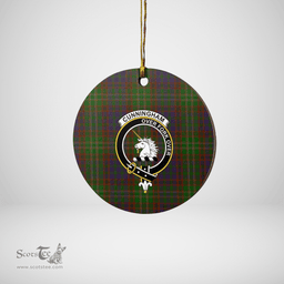 Scottish Cunningham Hunting Modern Clan Tartan Crest Round Ceramic Ornament