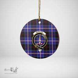 Scottish Dunlop Modern Clan Tartan Crest Round Ceramic Ornament