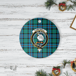 Scottish Campbell of Cawdor Ancient Clan Tartan Crest Round Ceramic Ornament