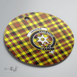 Scottish Jardine Clan Tartan Crest Round Ceramic Ornament