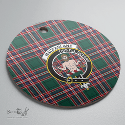 Scottish MacFarlane Hunting Modern Clan Tartan Crest Round Ceramic Ornament