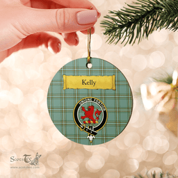 Scottish Kelly Dress Clan Tartan Crest Round Ceramic Ornament