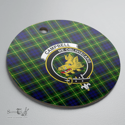 Scottish Campbell of Breadalbane Modern Clan Tartan Crest Round Ceramic Ornament