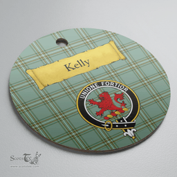 Scottish Kelly Dress Clan Tartan Crest Round Ceramic Ornament