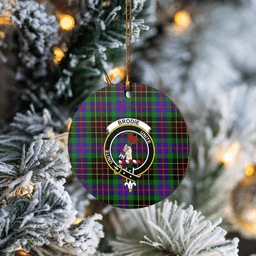 Scottish Brodie Hunting Modern Clan Tartan Crest Round Ceramic Ornament