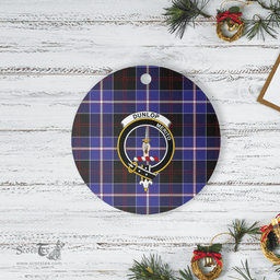 Scottish Dunlop Modern Clan Tartan Crest Round Ceramic Ornament