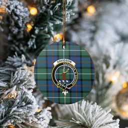 Scottish Davidson of Tulloch Clan Tartan Crest Round Ceramic Ornament
