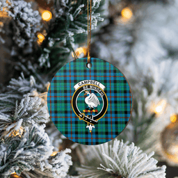 Scottish Campbell of Cawdor Ancient Clan Tartan Crest Round Ceramic Ornament