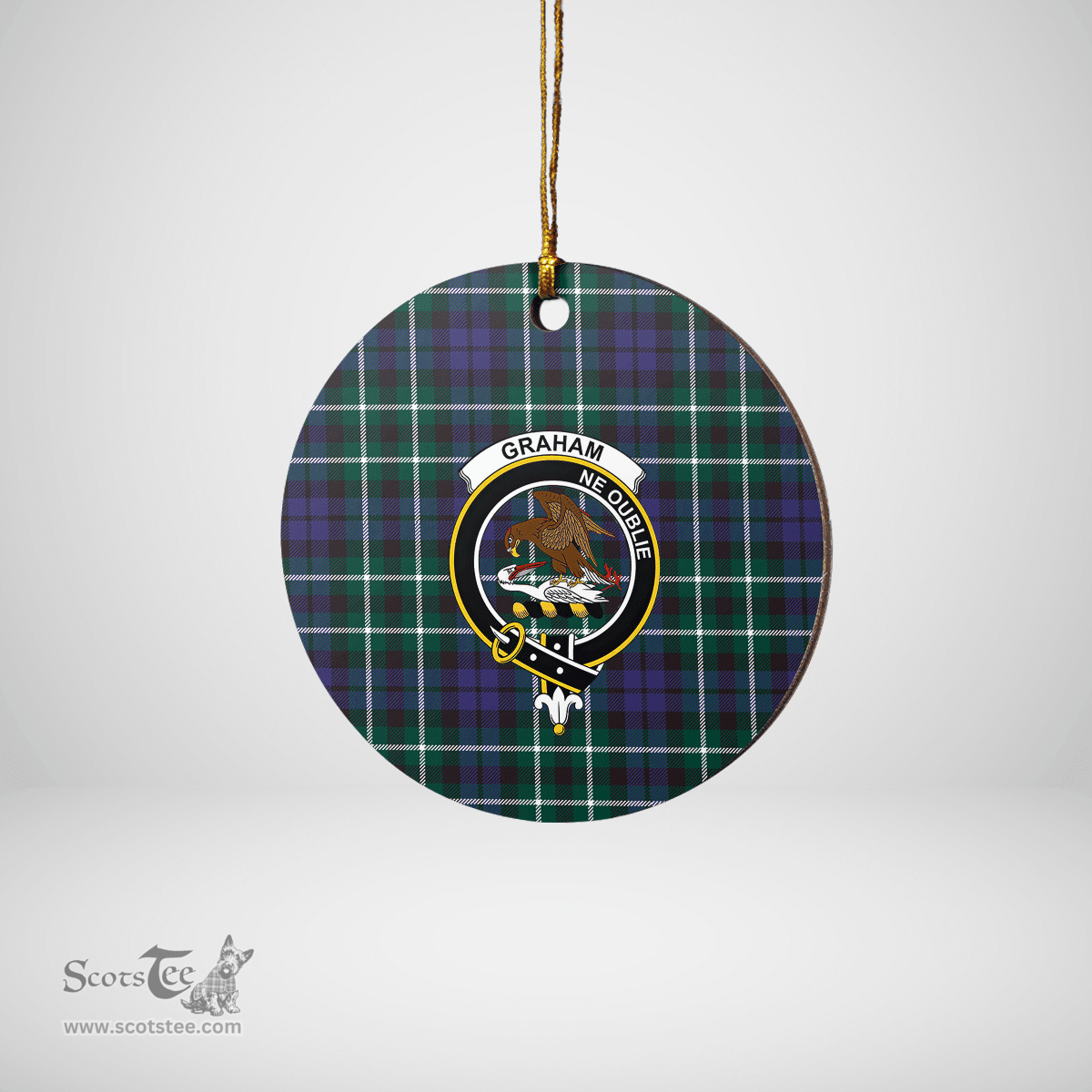 Scottish Graham of Montrose Modern Clan Tartan Crest Round Ceramic Ornament