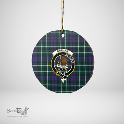 Scottish Graham of Montrose Modern Clan Tartan Crest Round Ceramic Ornament