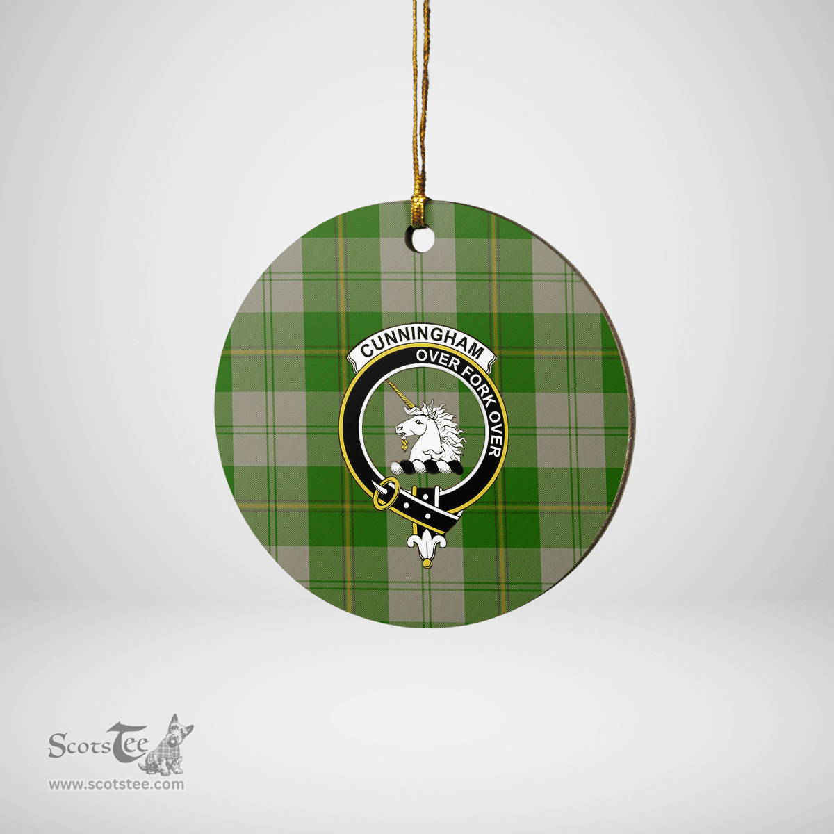 Scottish Cunningham Dress Green Dancers Clan Tartan Crest Round Ceramic Ornament