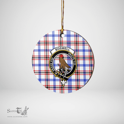 Scottish Boswell Modern Clan Tartan Crest Round Ceramic Ornament