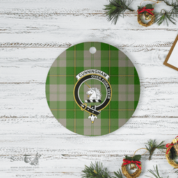 Scottish Cunningham Dress Green Dancers Clan Tartan Crest Round Ceramic Ornament
