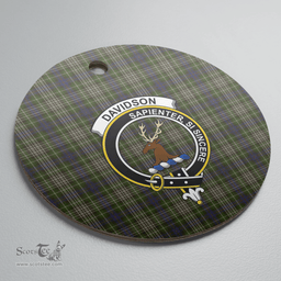 Scottish Davidson Tulloch Dress Clan Tartan Crest Round Ceramic Ornament