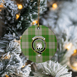 Scottish Cunningham Dress Green Dancers Clan Tartan Crest Round Ceramic Ornament