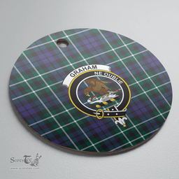 Scottish Graham of Montrose Modern Clan Tartan Crest Round Ceramic Ornament