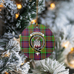 Scottish MacDonald of Clanranald Clan Tartan Crest Round Ceramic Ornament