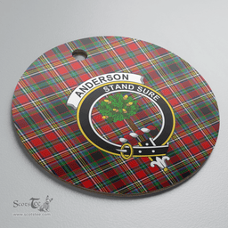 Scottish Anderson of Arbrake Clan Tartan Crest Round Ceramic Ornament