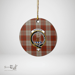 Scottish Davidson Dress Dancers Clan Tartan Crest Round Ceramic Ornament