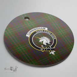 Scottish Cunningham Hunting Modern Clan Tartan Crest Round Ceramic Ornament