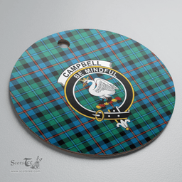 Scottish Campbell of Cawdor Ancient Clan Tartan Crest Round Ceramic Ornament