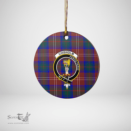 Scottish Chisholm Hunting Modern Clan Tartan Crest Round Ceramic Ornament