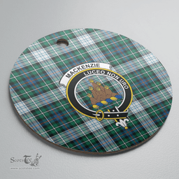 Scottish MacKenzie Dress Ancient Clan Tartan Crest Round Ceramic Ornament