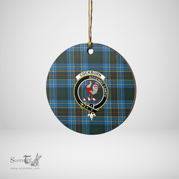 Scottish Cockburn Modern Clan Tartan Crest Round Ceramic Ornament